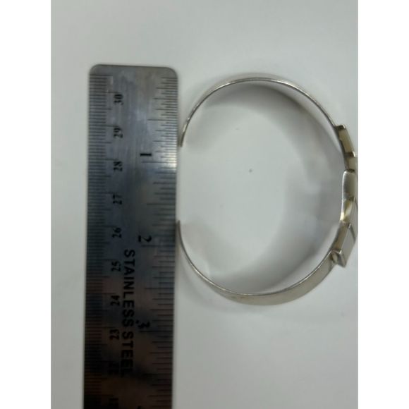 Vintage Modernist Mother of Pearl and Sterling Silver Bracelet - Picture 3 of 6